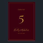 Numeração De Mesa Simples Natal Elegante | Número da Tabela Vermelha<br><div class="desc">Este simples Natal elegante | o número da mesa vermelha é perfeito para o seu casamento no inverno moderno minimalista. A clássica caligrafia de luxo de ouro, junto com o tradicional fundo vermelho, tudo junto com um quadro mínimo, é certamente para completar a vibração colorida que você está procurando. Você...</div>