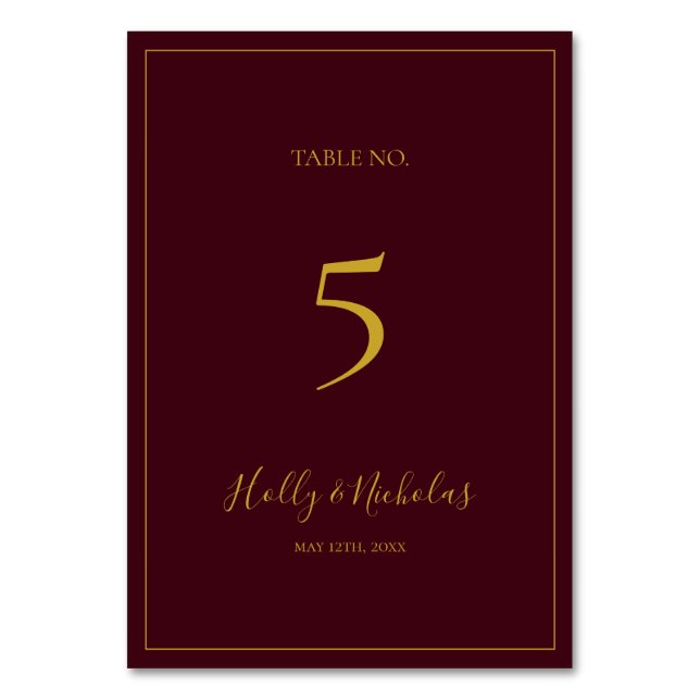 Numeração De Mesa Simples Natal Elegante | Número da Tabela Vermelha (Frente)
