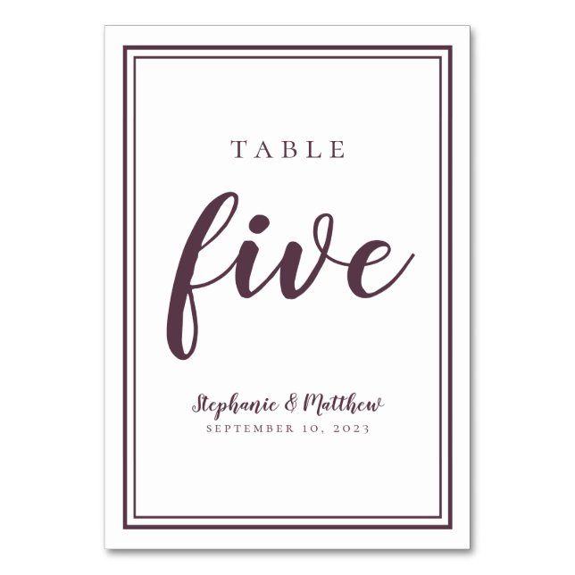 Numeração De Mesa Simples Número da Mesa de Casamento Roxo e Branco  (Frente)
