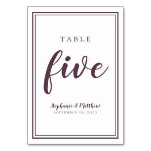 Numeração De Mesa Simples Tabela De Casamento De Roxo E Branco Núme