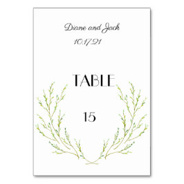 Numeração De Mesa Simples Watercolor Laurel Wreath