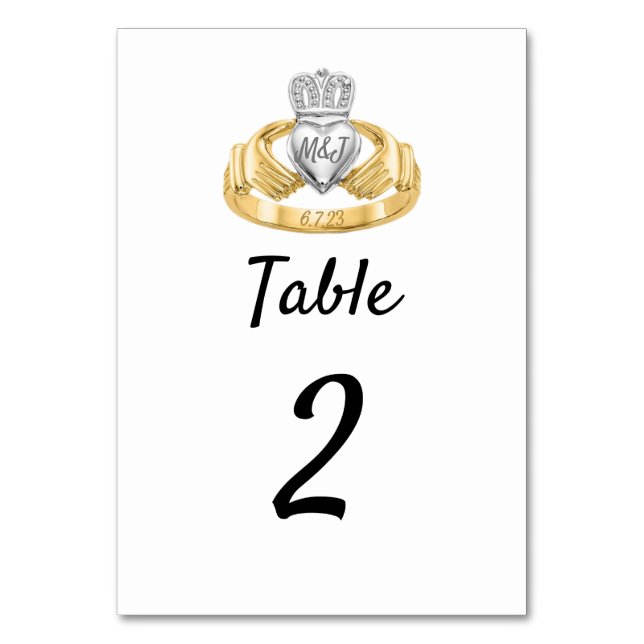 Numeração De Mesa Sinais de Casamento do Anel de Claddagh & Número d (Frente)