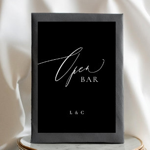 Numeração De Mesa Sinal de Bar Aberto de Casamento de Caligrafia Bra