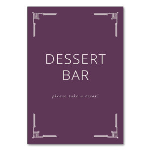 Numeração De Mesa Sinal de Barra de Sobremesa Elegante Roxo Deco