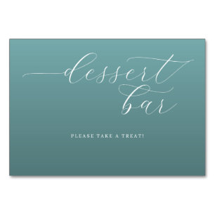 Numeração De Mesa Sinal de Barra de Sobremesa em Cursiva Azul Turque