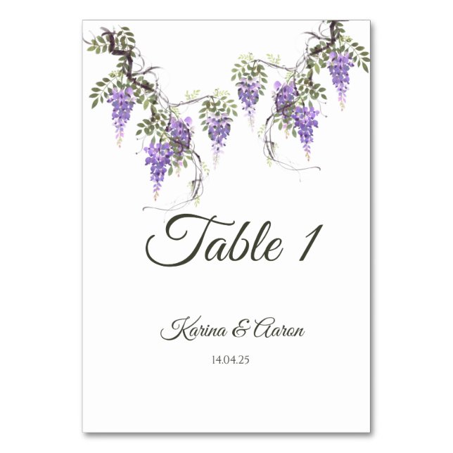 Numeração De Mesa Sinal de Boas-Vindas para Casamento Wisteria (Frente)