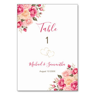 Numeração De Mesa Sinal de Casamento Rosa Fúcsia e Marfim Elegante