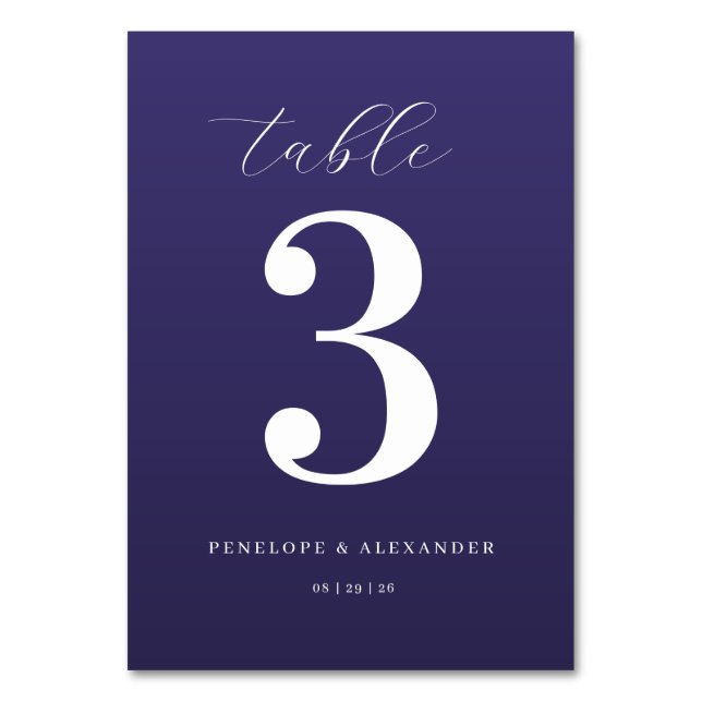 Numeração De Mesa Sinal de Mesa com Número Roxo Elegante (Frente)