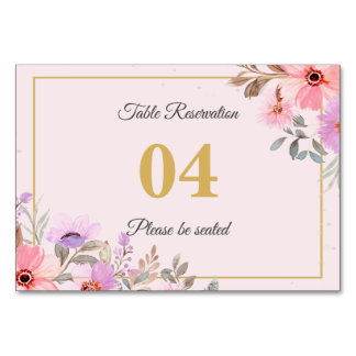 Numeração De Mesa Sinal de Mesa de Casamento Reservada Floral Blush