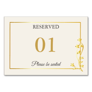 Numeração De Mesa Sinal de Mesa de Casamento Reservada Luxo Dourado