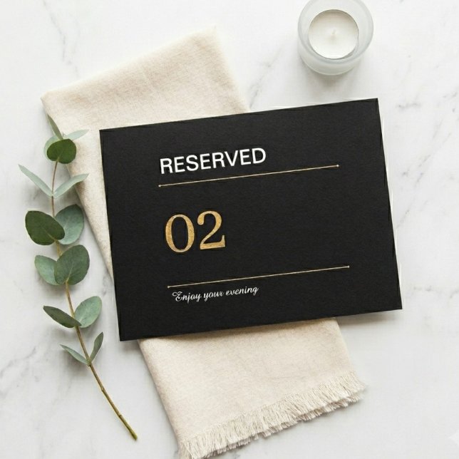 Numeração De Mesa Sinal de Mesa de Casamento Reservada Preto Ouro Lu (Criador carregado)