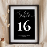 Numeração De Mesa Sinal de Mesa de Elegante da Companhia Negra Minim<br><div class="desc">Termine seu decoro de evento privado ou comercial com este elegante sinal de número de tabela de caligrafia. Esta simples placa de números de tabela em preto e branco apresenta um grande número na fonte de script do meio e elegante no topo, excelente de usar para o evento da sua...</div>
