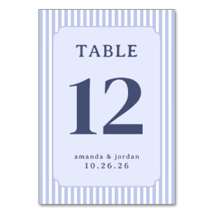 Numeração De Mesa Sinal de Mesa Listrado Azul Elegante