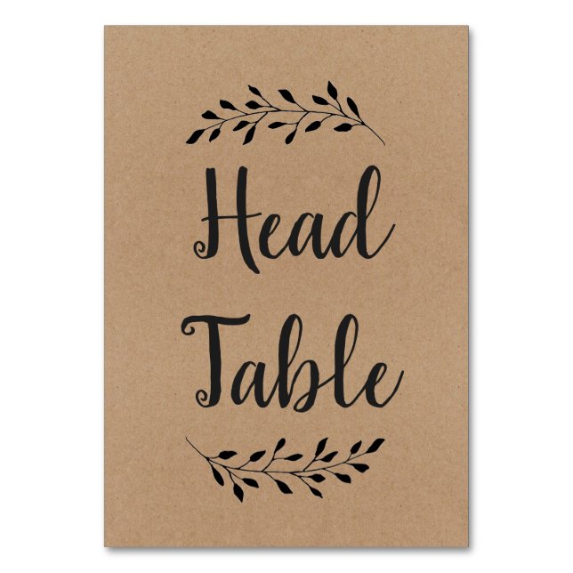 Numeração De Mesa Sinal de Mesa Rustic Laurel em Papel Kraft (Frente)