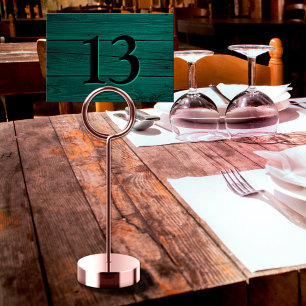 Numeração De Mesa Sinal de Mesa Rústico Falso Gravado Verde Turquesa