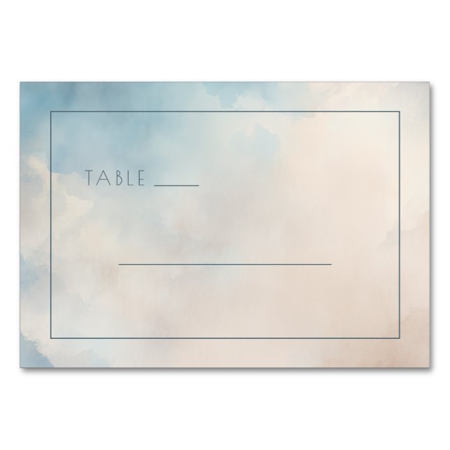 Numeração De Mesa Sinal de Mesa Sereno em Aquarela Azul (Frente)