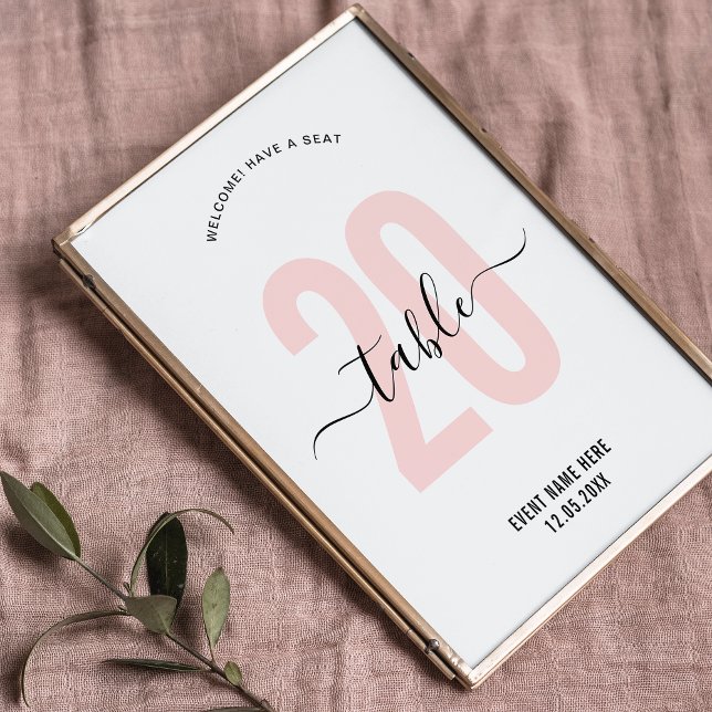 Numeração De Mesa Sinal de Número de Mesa com Caligrafia Elegante Ro (Criador carregado)