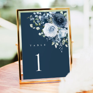 Numeração De Mesa Sinal de Número de Mesa de Casamento Floral Azul N