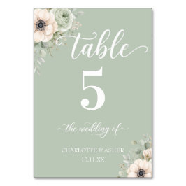 Numeração De Mesa Sinal de Número de Mesa de Casamento Floral Verde