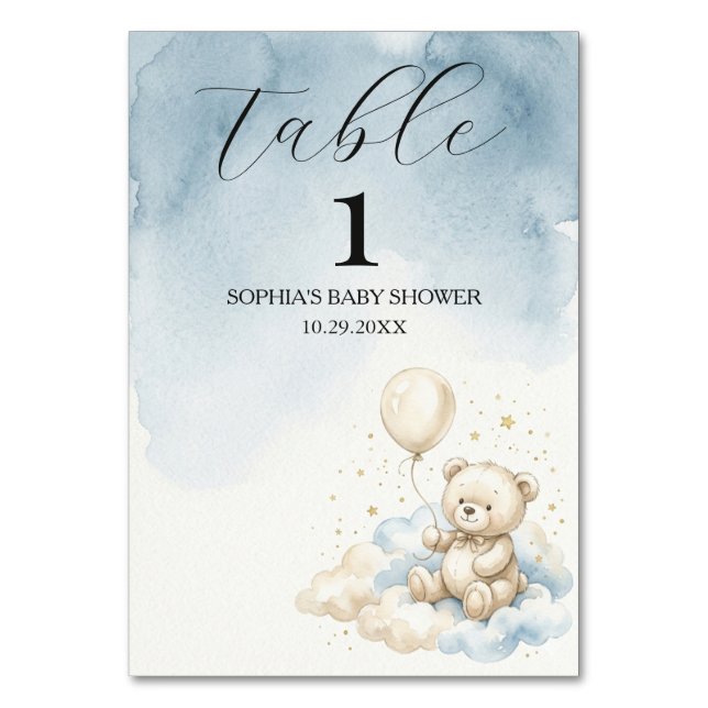 Numeração De Mesa Sinal de Número de Mesa de Chuvinha de Bebê Urso A (Frente)