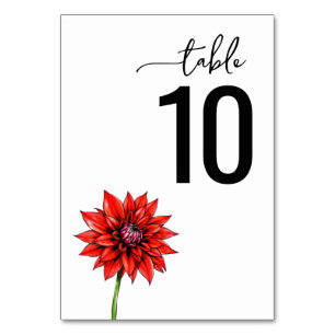 Numeração De Mesa Sinal de Número de Mesa Floral Vermelho Elegante