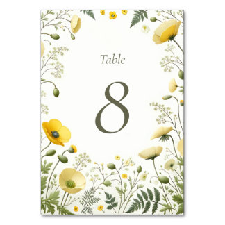 Numeração De Mesa Sinal de Número de Tabela de Flor Amarelo Suave