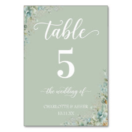 Numeração De Mesa Sinal de Números de Mesa de Casamento Verde Sálvia