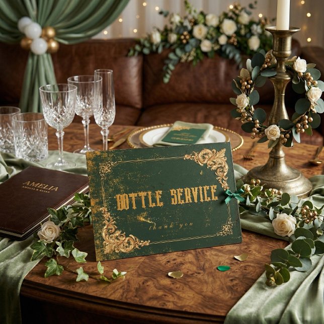 Numeração De Mesa Sinal de Serviço de Garrafa Barroca em Ouro Verde  (Criador carregado)