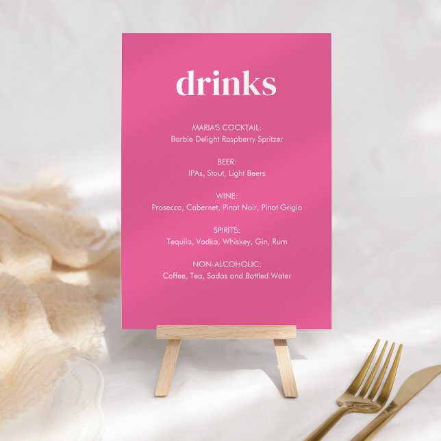 Numeração De Mesa Sinal de Tabletop de Bebidas Meninas Rosa Modernas (Criador carregado)