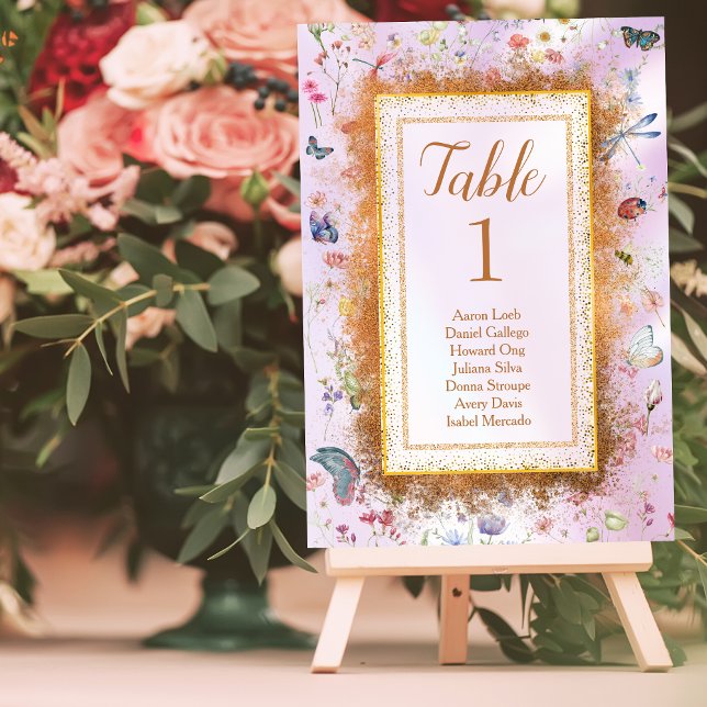 Numeração De Mesa Sinal de Tabletop de Casamento Rosa de Flor Selvag (Criador carregado)