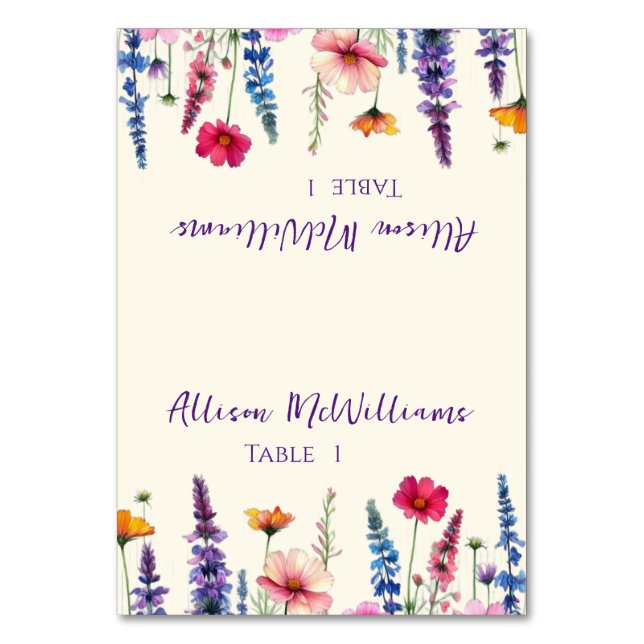 Numeração De Mesa Sinfonia de Wedcard-Vegetariano-Flor Selvagem (Frente)