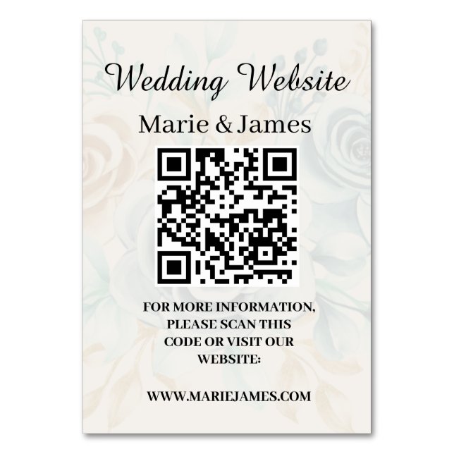 Numeração De Mesa Site de Casamento Adicionar Nome Código QR Foto Mi (Frente)
