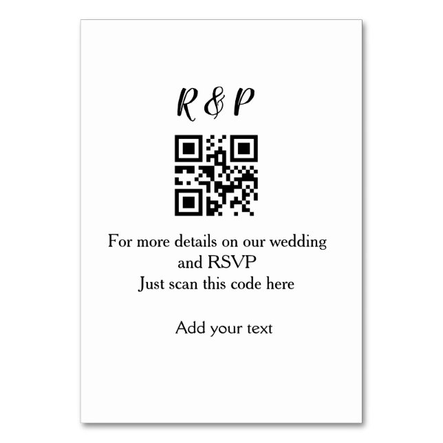 Numeração De Mesa Site de casamento rsvp q r código adicionar nome t (Frente)