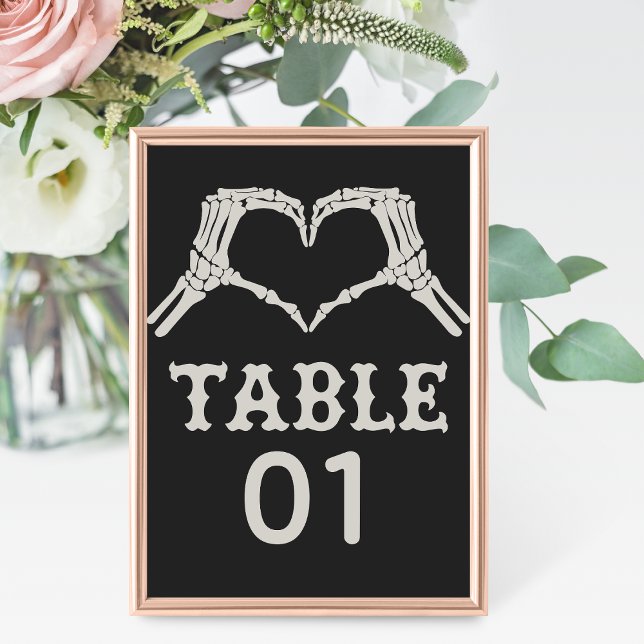 Numeração De Mesa Skeleton Mãos Coração Casamento (Criador carregado)