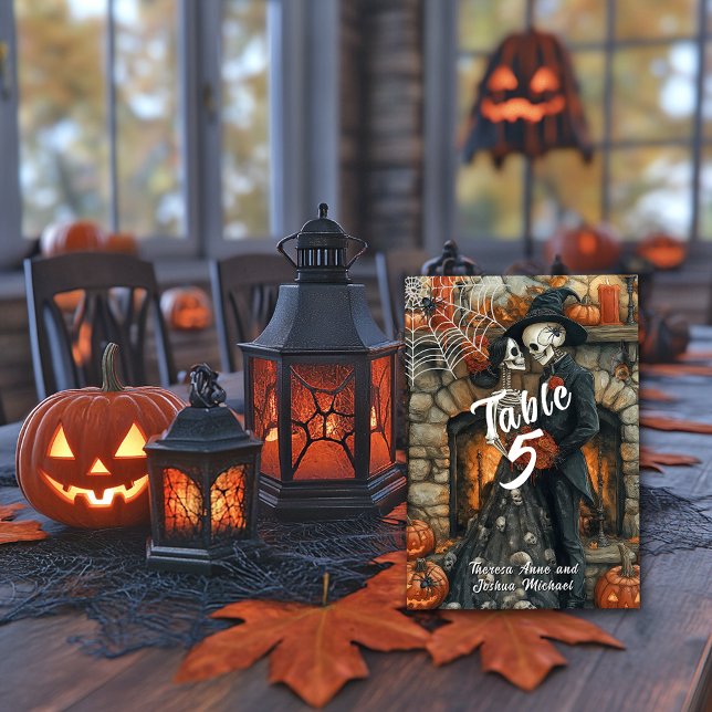 Numeração De Mesa Skeletons Negros de Casamento de Halloween Bat (Criador carregado)