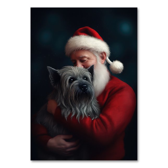 Numeração De Mesa Skye Terrier com Papai Noel Natal Festivo (Frente)