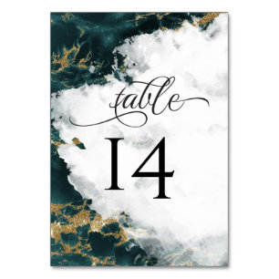 Numeração De Mesa Smokey Teal Aquarela Geodo  BarefootBride™