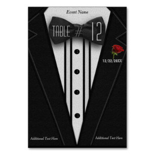 Numeração De Mesa Smoking e rosa vermelha pretos do número   da mesa