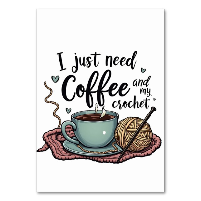 Numeração De Mesa Só preciso de café e crochê (Frente)