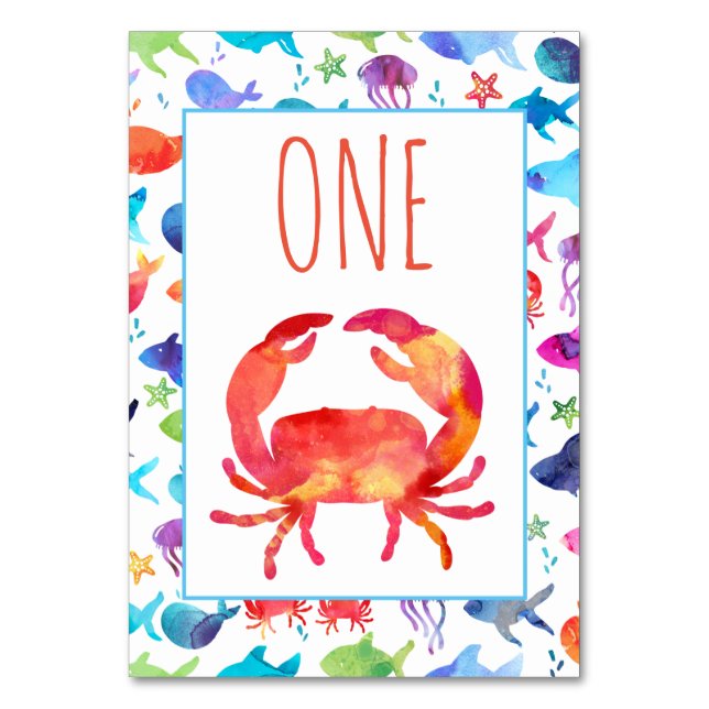 Numeração De Mesa Sob o Chá de fraldas de Aniversário do Peixe Arco- (Verso)