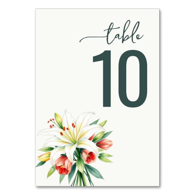 Numeração De Mesa Sofisticado Sinal de Mesa Floral Verde (Frente)