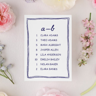 Numeração De Mesa Soft Blue Doodle Wedding Seating Chart Card