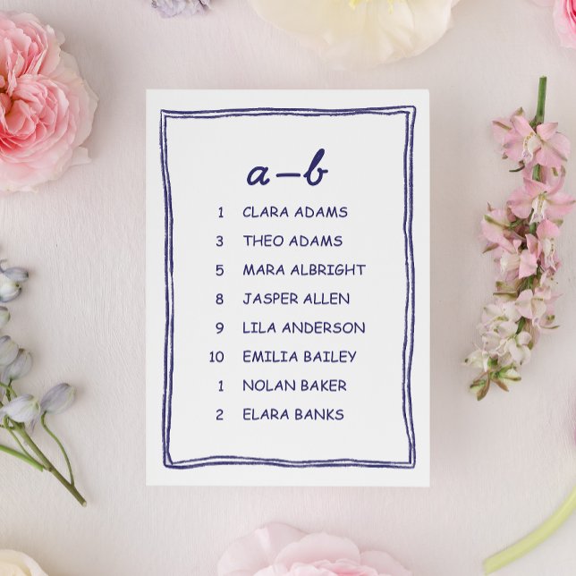 Numeração De Mesa Soft Blue Doodle Wedding Seating Chart Card (Criador carregado)
