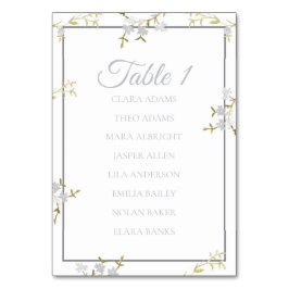 Numeração De Mesa Soft Grey Floral Elegant Wedding Seating Chart