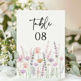 Numeração De Mesa Soft Pastel Floral Wildflower Wedding