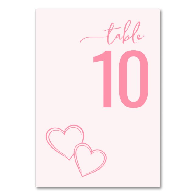 Numeração De Mesa Soft Pink Minimalist Wedding Table Card (Frente)