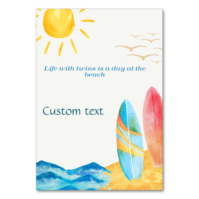 Numeração De Mesa Sol brilhando sobre a praia (Frente)