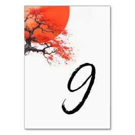 Numeração De Mesa Sol Vermelho e Velha Sakura