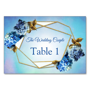 Numeração De Mesa Sombras das placas de Mesa Hydrangeas Azuis