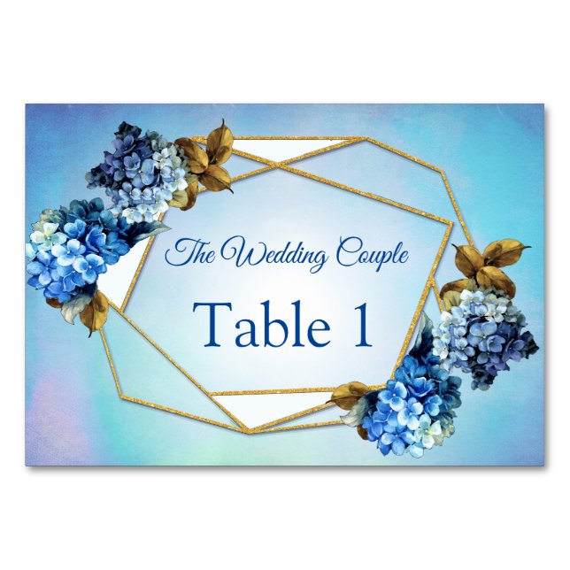 Numeração De Mesa Sombras das placas de Mesa Hydrangeas Azuis (Frente)